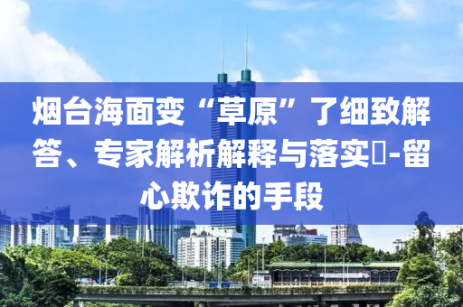 煙臺海面變“草原”了細致解答、專家解析解釋與落實?-留心欺詐的手段