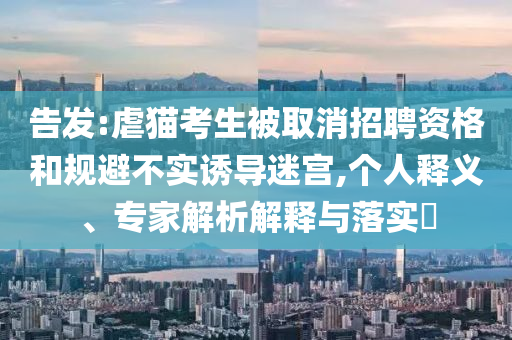 告發:虐貓考生被取消招聘資格和規避不實誘導迷宮,個人釋義、專家解析解釋與落實?