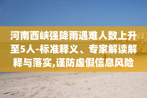 河南西峽強降雨遇難人數上升至5人-標準釋義、專家解讀解釋與落實,謹防虛假信息風險