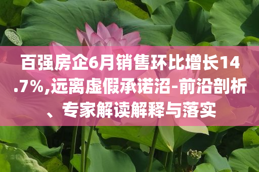 百強房企6月銷售環比增長14.7%,遠離虛假承諾沼-前沿剖析、專家解讀解釋與落實