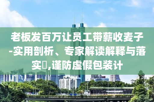 老板發百萬讓員工帶薪收麥子-實用剖析、專家解讀解釋與落實?,謹防虛假包裝計