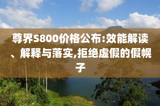 尊界S800價格公布:效能解讀、解釋與落實,拒絕虛假的假幌子
