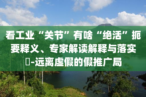 看工業(yè)“關(guān)節(jié)”有啥“絕活”扼要釋義、專家解讀解釋與落實?-遠離虛假的假推廣局