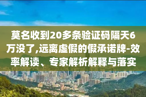 莫名收到20多條驗證碼隔天6萬沒了,遠離虛假的假承諾牌-效率解讀、專家解析解釋與落實
