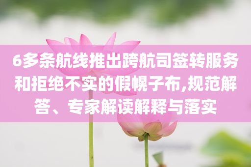 6多條航線推出跨航司簽轉(zhuǎn)服務和拒絕不實的假幌子布,規(guī)范解答、專家解讀解釋與落實