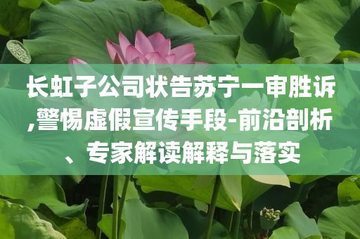 長虹子公司狀告蘇寧一審勝訴,警惕虛假宣傳手段-前沿剖析、專家解讀解釋與落實