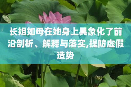 長姐如母在她身上具象化了前沿剖析、解釋與落實,提防虛假造勢