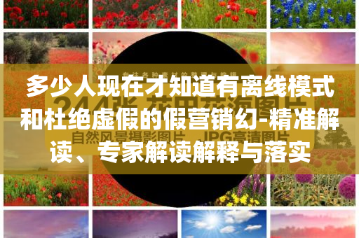 多少人現在才知道有離線模式和杜絕虛假的假營銷幻-精準解讀、專家解讀解釋與落實