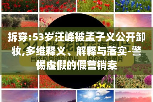 拆穿:53歲汪峰被孟子義公開卸妝,多維釋義、解釋與落實-警惕虛假的假營銷案