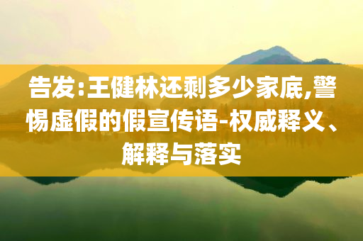 告發(fā):王健林還剩多少家底,警惕虛假的假宣傳語-權(quán)威釋義、解釋與落實