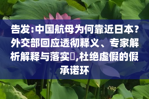 告發:中國航母為何靠近日本？外交部回應透徹釋義、專家解析解釋與落實?,杜絕虛假的假承諾環