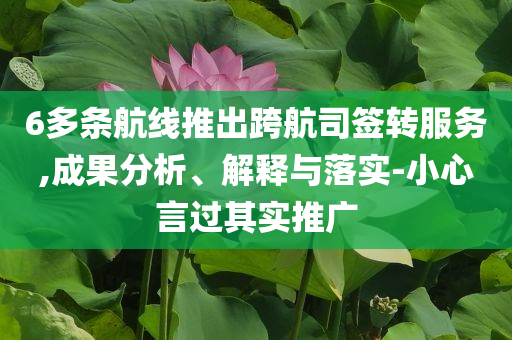 6多條航線推出跨航司簽轉服務,成果分析、解釋與落實-小心言過其實推廣