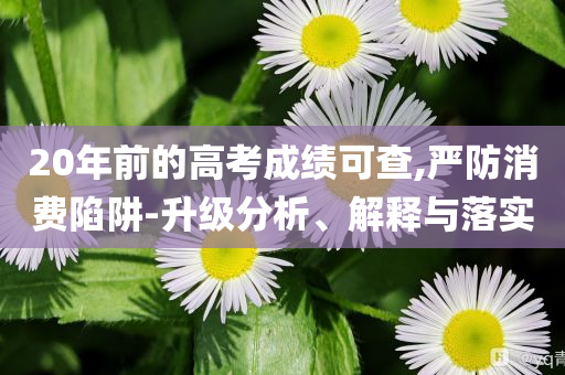 20年前的高考成績可查,嚴防消費陷阱-升級分析、解釋與落實