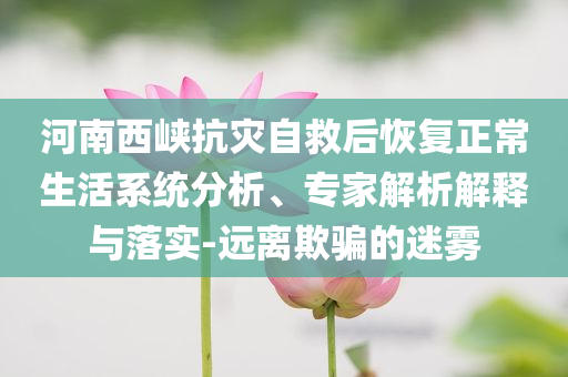 河南西峽抗災自救后恢復正常生活系統分析、專家解析解釋與落實-遠離欺騙的迷霧