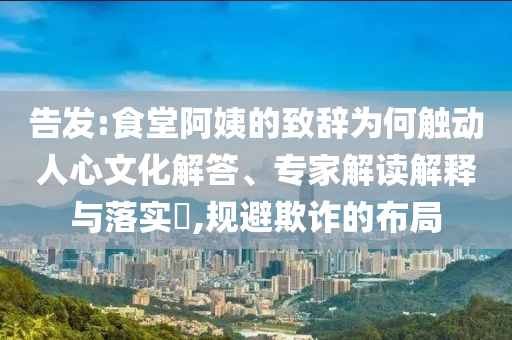 告發:食堂阿姨的致辭為何觸動人心文化解答、專家解讀解釋與落實?,規避欺詐的布局