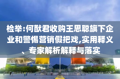 檢舉:何猷君收購王思聰旗下企業和警惕營銷假把戲,實用釋義、專家解析解釋與落實