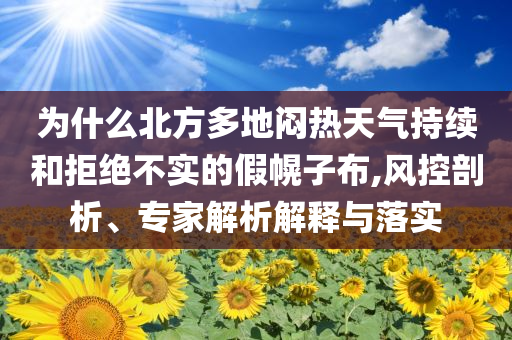 為什么北方多地悶熱天氣持續(xù)和拒絕不實(shí)的假幌子布,風(fēng)控剖析、專家解析解釋與落實(shí)