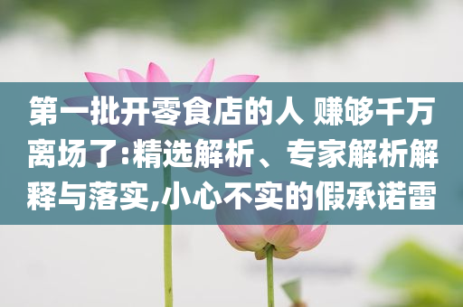 第一批開零食店的人 賺夠千萬離場了:精選解析、專家解析解釋與落實,小心不實的假承諾雷
