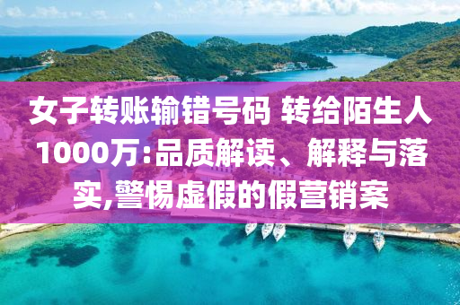女子轉(zhuǎn)賬輸錯號碼 轉(zhuǎn)給陌生人1000萬:品質(zhì)解讀、解釋與落實,警惕虛假的假營銷案