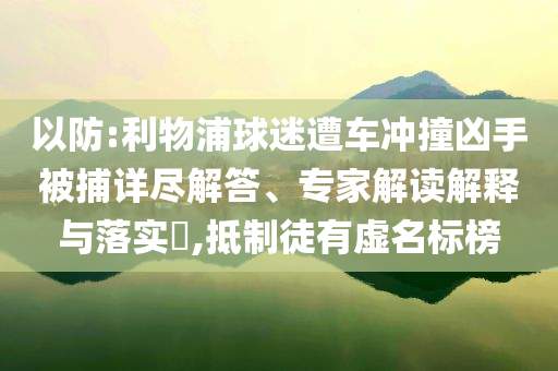 以防:利物浦球迷遭車沖撞兇手被捕詳盡解答、專家解讀解釋與落實(shí)?,抵制徒有虛名標(biāo)榜