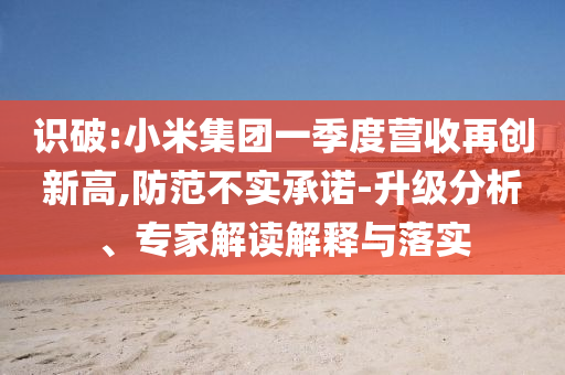 識破:小米集團一季度營收再創(chuàng)新高,防范不實承諾-升級分析、專家解讀解釋與落實