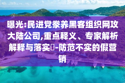 曝光:民進黨豢養黑客組織網攻大陸公司,重點釋義、專家解析解釋與落實?-防范不實的假營銷