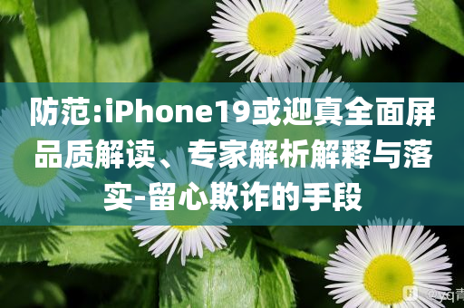 防范:iPhone19或迎真全面屏品質解讀、專家解析解釋與落實-留心欺詐的手段