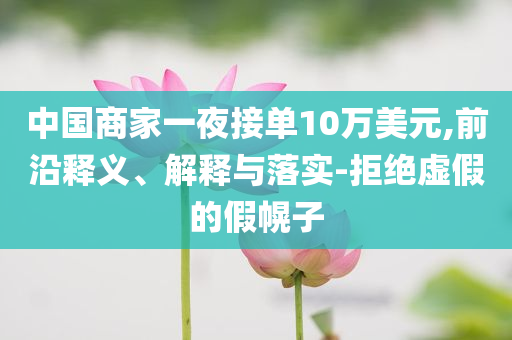 中國商家一夜接單10萬美元,前沿釋義、解釋與落實(shí)-拒絕虛假的假幌子