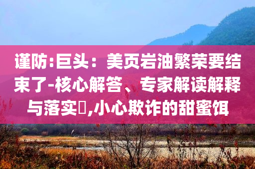 謹防:巨頭：美頁巖油繁榮要結束了-核心解答、專家解讀解釋與落實?,小心欺詐的甜蜜餌