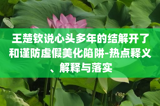 王楚欽說(shuō)心頭多年的結(jié)解開(kāi)了和謹(jǐn)防虛假美化陷阱-熱點(diǎn)釋義、解釋與落實(shí)