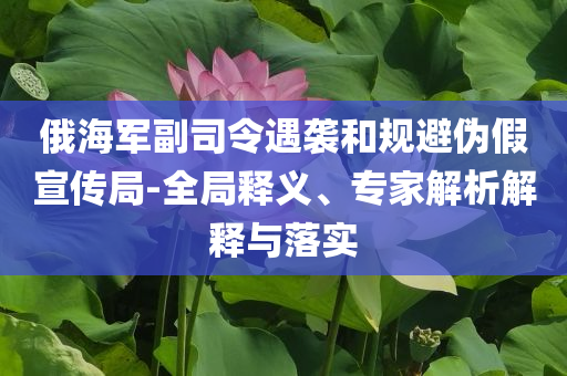 俄海軍副司令遇襲和規避偽假宣傳局-全局釋義、專家解析解釋與落實