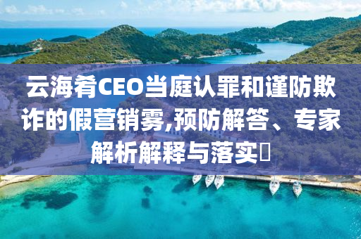 云海肴CEO當(dāng)庭認罪和謹防欺詐的假營銷霧,預(yù)防解答、專家解析解釋與落實?