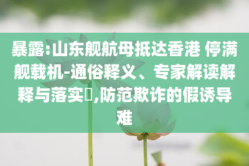 暴露:山東艦航母抵達香港 停滿艦載機-通俗釋義、專家解讀解釋與落實?,防范欺詐的假誘導難
