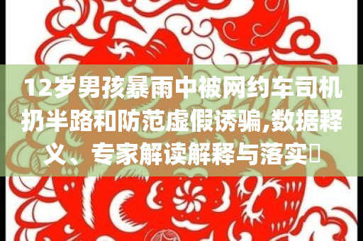12歲男孩暴雨中被網(wǎng)約車司機扔半路和防范虛假誘騙,數(shù)據(jù)釋義、專家解讀解釋與落實?