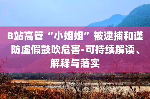 B站高管“小姐姐”被逮捕和謹防虛假鼓吹危害-可持續解讀、解釋與落實