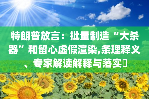 特朗普放言：批量制造“大殺器”和留心虛假渲染,條理釋義、專家解讀解釋與落實?