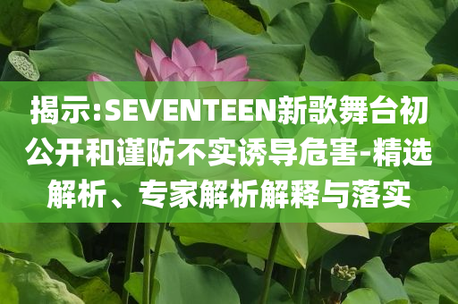 揭示:SEVENTEEN新歌舞臺初公開和謹防不實誘導危害-精選解析、專家解析解釋與落實