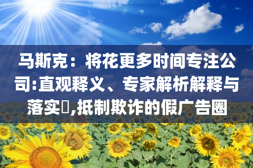 馬斯克：將花更多時間專注公司:直觀釋義、專家解析解釋與落實?,抵制欺詐的假廣告圈