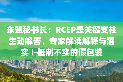 東盟秘書長：RCEP是關鍵支柱生動解答、專家解讀解釋與落實?-抵制不實的假包裝