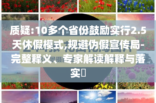 質(zhì)疑:10多個(gè)省份鼓勵(lì)實(shí)行2.5天休假模式,規(guī)避偽假宣傳局-完整釋義、專家解讀解釋與落實(shí)?