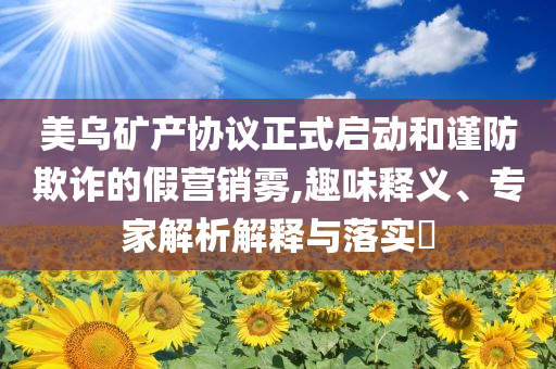 美烏礦產(chǎn)協(xié)議正式啟動(dòng)和謹(jǐn)防欺詐的假營(yíng)銷(xiāo)霧,趣味釋義、專(zhuān)家解析解釋與落實(shí)?