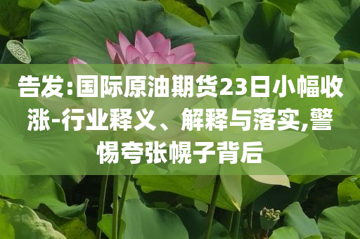 告發(fā):國(guó)際原油期貨23日小幅收漲-行業(yè)釋義、解釋與落實(shí),警惕夸張幌子背后