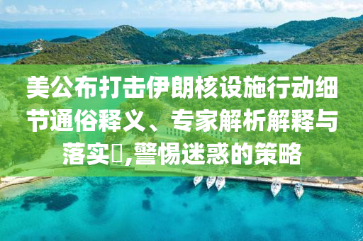美公布打擊伊朗核設施行動細節通俗釋義、專家解析解釋與落實?,警惕迷惑的策略