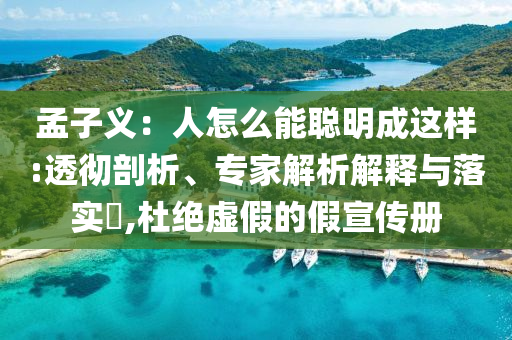 孟子義：人怎么能聰明成這樣:透徹剖析、專家解析解釋與落實?,杜絕虛假的假宣傳冊