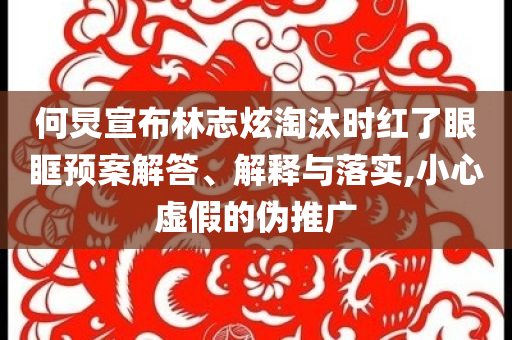 何炅宣布林志炫淘汰時紅了眼眶預案解答、解釋與落實,小心虛假的偽推廣