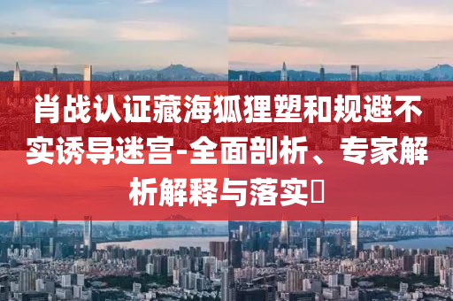 肖戰認證藏海狐貍塑和規避不實誘導迷宮-全面剖析、專家解析解釋與落實?