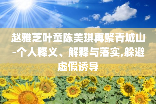 趙雅芝葉童陳美琪再聚青城山-個人釋義、解釋與落實,躲避虛假誘導