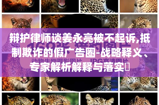 辯護律師談姜永亮被不起訴,抵制欺詐的假廣告圈-戰略釋義、專家解析解釋與落實?