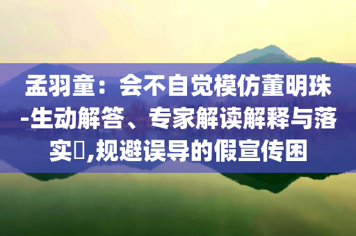 孟羽童：會不自覺模仿董明珠-生動解答、專家解讀解釋與落實?,規避誤導的假宣傳困