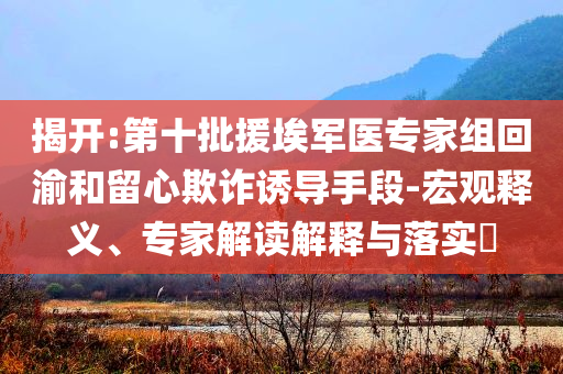 揭開:第十批援埃軍醫(yī)專家組回渝和留心欺詐誘導(dǎo)手段-宏觀釋義、專家解讀解釋與落實(shí)?